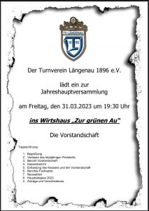Turnverein Längenau Einladung Jahreshauptversammlung 2023